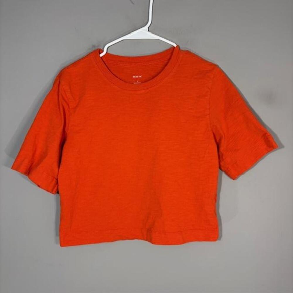 Maeve T-Shirt Womens Small Orange Solid Cropped Crew Short Sleeve Jersey Top